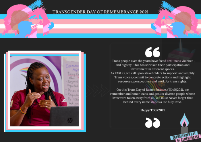 FARUG STATEMENT ON TRANSGENDER DAY OF REMEMBRANCE (TDOR) 2021